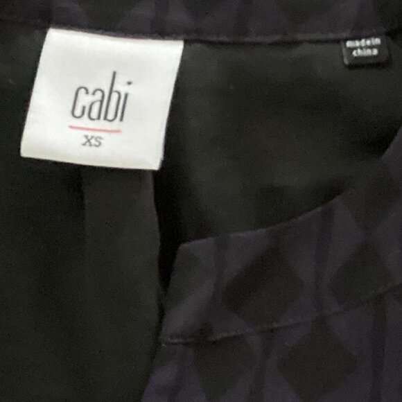 CAbi XS #3102 Harlequin Sheer Tunic Shift Dress Purple & Black Geometric 189B - Picture 7 of 9